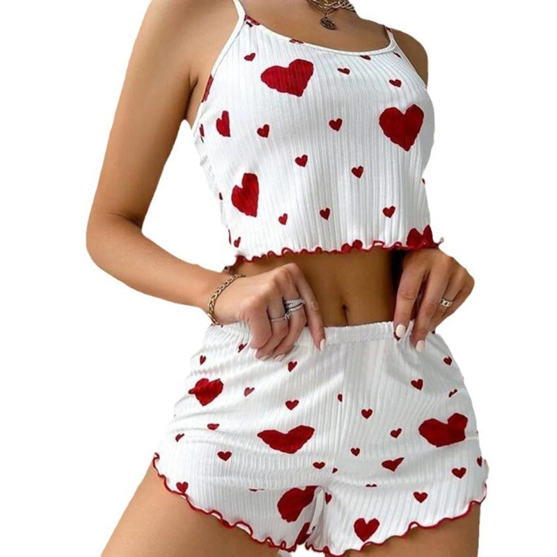 Women's Pajamas Set Sleepwear  Soft Casual Love Printing - Image 10