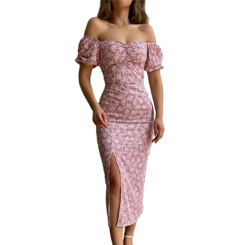 Summer Women Dress High Waist Off Shoulder - Image 4